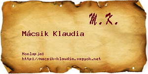 Mácsik Klaudia névjegykártya